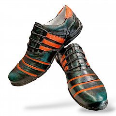 Kristofer 215 in grün/orange H.Slipper S24. außergewöhnliche Schuhe, Männer Slipper, Kassedy schuhe aus Oldenburg