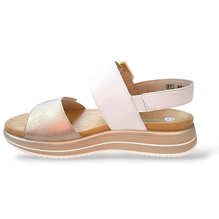 Sandalette aus Leder, zum Kletten, Einlegesohle austauschbar, Remonte D1J53-80, Muschel/Weiß, Sommer Sandaletten, bequeme Sandaletten, Damen Sandaletten, Remonte Schuhe, modische Sandaletten, Leder... Sandalette aus Leder, zum Kletten, Einlegesohle austauschbar, Remonte D1J53-80, Muschel/Weiß, Sommer Sandaletten, bequeme Sandaletten, Damen Sandaletten, Remonte Schuhe, modische Sandaletten, Leder...