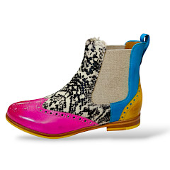 Entdecke die Melvin & Hamilton 124669 Selina 29 Damen Chelsea Boots in Fuxia/Yellow/White – Dein neuer Fashion-Statement!