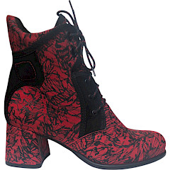 Simen 7852A Damen-Stiefelette Rot, strukturierte Lederstiefelette Damen, Simen 7852A Mikrofaser Innenfutter, rote Stiefelette mit Absatz, Simen Damenstiefel online kaufen.