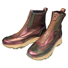 Hispanitas Nepal Damen Boot Wine Army, Leder Boot mit Stretch und Zip, exklusive Stiefel aus Spanien, hochwertige Damenboots online kaufen Kassedy