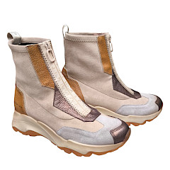 Hispanitas Nepal Damen Stiefelette, creme Velours Boots, Leder Boots Damen breathable lining, bequeme Damen-Stiefeletten Kassedy