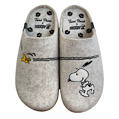 Hooijer Snoopy-cru Hausschuh Damen, Hausschuhe Frauen cremeweiß, bequeme Slipper Damen, Kassedy Hausschuhe online, stylische Damen-Hausschuhe