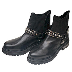 Lazamani LA85747 Boot schwarz, Chelsea Biker Boot Leder, Lazamani Boots mit Kette Frauen, Schwarze Chelsea Boots online kaufen