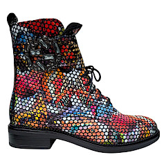 Contes 543 Multicolour Boots kaufen, bunte Damen Boots multicolour, Boot mit Reißverschluss Klett und Schnürung, stylische Boots online Kassedy