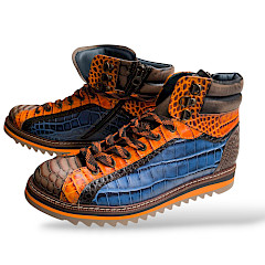 Herrenboots aus Italien, Lorenzi Herren Boot 17085 kaufen, blau orange Herrenschuhe, Kalbsleder Herrenboots, handgefertigte Männerschuhe, Kassedy Schuhe online kaufen, außergewöhnliche Boots Männer