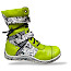 Kristofer 2050 Lemon Zeitung Boot, gelbe Boots Damen, Schurwollfutter Schuhe, Lederboots mit Zeitung Muster, trendige Damenboots aus Leder, stylische Winterschuhe gelb, besondere Stiefeletten mit Print, Kassedy Schuhe online kaufen
