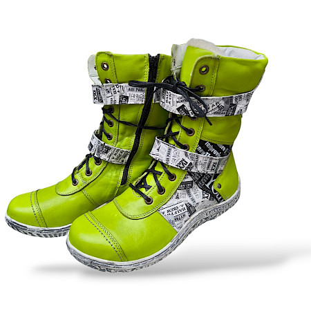 Kristofer 2050 Lemon Zeitung Boot, gelbe Boots Damen, Schurwollfutter Schuhe, Lederboots mit Zeitung Muster, trendige Damenboots aus Leder, stylische Winterschuhe gelb, besondere Stiefeletten mit... Kristofer 2050 Lemon Zeitung Boot, gelbe Boots Damen, Schurwollfutter Schuhe, Lederboots mit Zeitung Muster, trendige Damenboots aus Leder, stylische Winterschuhe gelb, besondere Stiefeletten mit...
