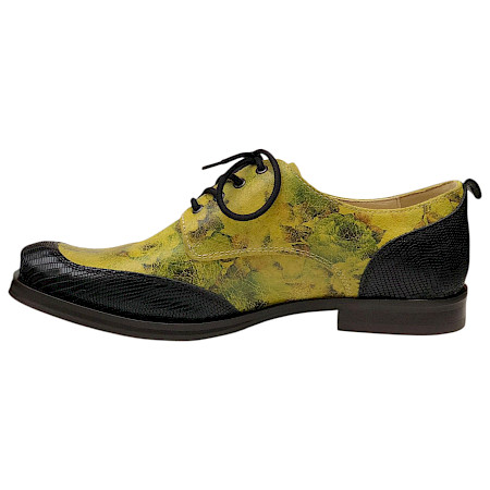 Handgefertigter Prophecy Herren-Business-Schuh aus chromfrei gegerbtem Allergie-Leder. Auffällige gelb-grüne Struktur, hochwertige Verarbeitung aus Portugal und optimaler Tragekomfort. Perfekt für... Handgefertigter Prophecy Herren-Business-Schuh aus chromfrei gegerbtem Allergie-Leder. Auffällige gelb-grüne Struktur, hochwertige Verarbeitung aus Portugal und optimaler Tragekomfort. Perfekt für...