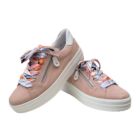 Remonte D1C01-85 Damen Sneaker hellrosa Leder mit Reißverschluss, Microfaser Innenfutter, austauschbare Einlegesohle und Ersatzschnürband Remonte D1C01-85 Damen Sneaker hellrosa Leder mit Reißverschluss, Microfaser Innenfutter, austauschbare Einlegesohle und Ersatzschnürband