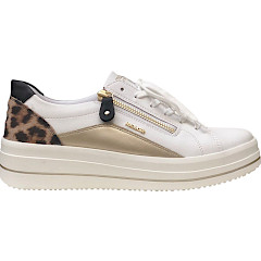Remonte D1C01-85, Sneaker weiß beige leo, Leder Sneaker Damen, Remonte Schuhe, Schuhe online kaufen, bequeme Sneaker Damen, leichte Sneaker Leder, modische Sneaker mit Leo, kassedy Schuhe.