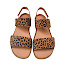 Josef Seibel Caitlyn 04 Sandalette Damen leopard, bequeme Barfußsandale Leder, Damensandale Leo Muster Sommer, Sandalen Damen mit Wechselfußbett leicht und komfortabel