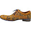 Kristofer 1412 Herren Schnürer ockergelb, Vollleder Schuh, sehr weiches nahtloses Leder, leichter eleganter Lederschuh mit blauen Schnürsenkeln
