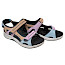 Josef Seibel Estelle 02 Sandalette Damen lilac multi schwarz, bequeme Damensandale Klettverschluss, Ledersandalen leicht Sommer, Sandalen Damen mit Wechselfußbett komfort