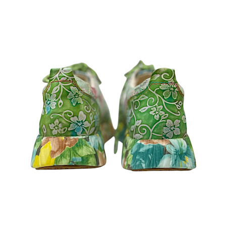 Laura Vita Nikito 62 Damen Schnürer Anis aus Vollleder mit herausnehmbarer Sohle und Reißverschluss, leichter Plateau Sneaker mit Blumenmuster Laura Vita Nikito 62 Damen Schnürer Anis aus Vollleder mit herausnehmbarer Sohle und Reißverschluss, leichter Plateau Sneaker mit Blumenmuster