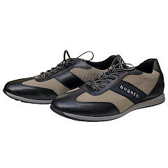 Bugatti A9Q Herren Schnürer Schwarz Hellgrün aus Leder und Mesh mit herausnehmbarer Einlegesohle, sportlicher Sneaker für Alltag und Büro