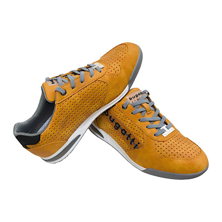 Bugatti A38 Herren Schnürer gelb, hochwertiges Lederimitat, sportlicher Sneaker mit austauschbarer Einlegesohle Bugatti A38 Herren Schnürer gelb, hochwertiges Lederimitat, sportlicher Sneaker mit austauschbarer Einlegesohle