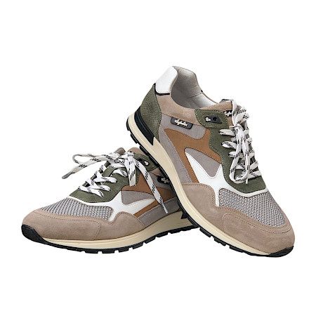 Australian UO5 Herren Schnürer Beige Grün aus Vollleder mit austauschbarer Einlegesohle, sportlich-eleganter Leder Sneaker Australian UO5 Herren Schnürer Beige Grün aus Vollleder mit austauschbarer Einlegesohle, sportlich-eleganter Leder Sneaker