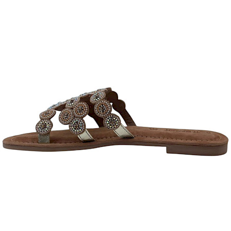 TT Bagatt Pantoletten Damen gold metallic glitzer Sandalen mit Strass Stern Design Leder leicht sommerlich elegant TT Bagatt Pantoletten Damen gold metallic glitzer Sandalen mit Strass Stern Design Leder leicht sommerlich elegant