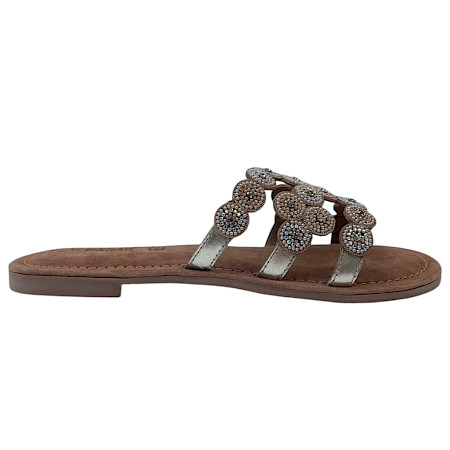 TT Bagatt Pantoletten Damen gold metallic glitzer Sandalen mit Strass Stern Design Leder leicht sommerlich elegant TT Bagatt Pantoletten Damen gold metallic glitzer Sandalen mit Strass Stern Design Leder leicht sommerlich elegant