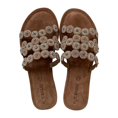 TT Bagatt Pantoletten Damen gold metallic glitzer Sandalen mit Strass Stern Design Leder leicht sommerlich elegant TT Bagatt Pantoletten Damen gold metallic glitzer Sandalen mit Strass Stern Design Leder leicht sommerlich elegant