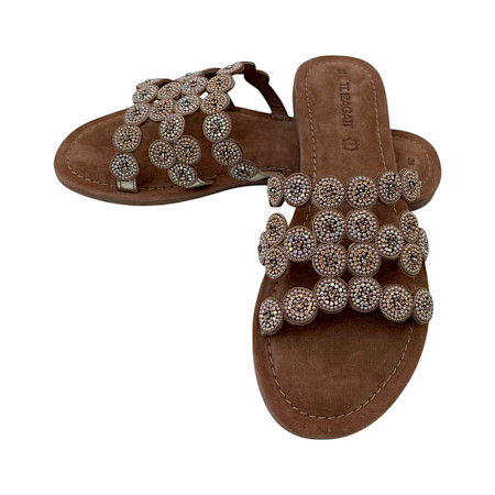 TT Bagatt Pantoletten Damen gold metallic glitzer Sandalen mit Strass Stern Design Leder leicht sommerlich elegant TT Bagatt Pantoletten Damen gold metallic glitzer Sandalen mit Strass Stern Design Leder leicht sommerlich elegant