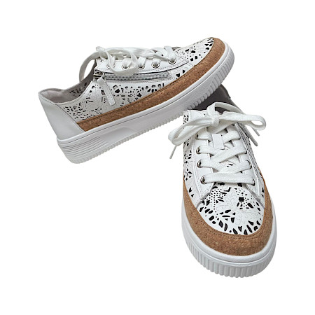 Weiß-beiger Damen Sneaker aus Leder mit Kork-Elementen, atmungsaktiv, herausnehmbarer Sohle – bequem & leicht, erhältlich bei kassedy.de ??✨ Weiß-beiger Damen Sneaker aus Leder mit Kork-Elementen, atmungsaktiv, herausnehmbarer Sohle – bequem & leicht, erhältlich bei kassedy.de ??✨
