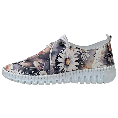 Artiker 58C3080 Damen Sneaker weiß mit Gesichts-Print aus Vollleder, ultraleichte flexible Sohle, austauschbare Einlegesohle Artiker 58C3080 Damen Sneaker weiß mit Gesichts-Print aus Vollleder, ultraleichte flexible Sohle, austauschbare Einlegesohle