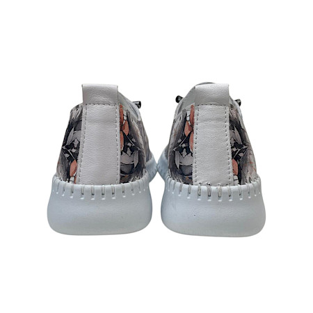 Artiker 58C3080 Damen Sneaker weiß mit Gesichts-Print aus Vollleder, ultraleichte flexible Sohle, austauschbare Einlegesohle Artiker 58C3080 Damen Sneaker weiß mit Gesichts-Print aus Vollleder, ultraleichte flexible Sohle, austauschbare Einlegesohle