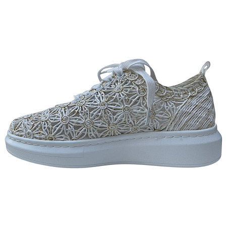 Artiker Sneaker Damen beige leicht Mesh luftdurchlässig geflochten florales Muster Sommerschuh bequem mit Ledersohle modern Artiker Sneaker Damen beige leicht Mesh luftdurchlässig geflochten florales Muster Sommerschuh bequem mit Ledersohle modern