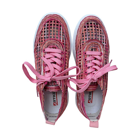 Artiker Sneaker Damen orange Mesh leicht luftdurchlässig geflochten Design Sommerschuh bequem mit Ledersohle modern Artiker Sneaker Damen orange Mesh leicht luftdurchlässig geflochten Design Sommerschuh bequem mit Ledersohle modern