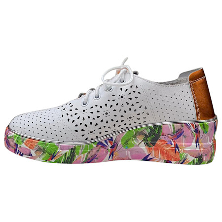 Weißer Leder-Schnürschuh mit Lochmuster, floraler Sohle und Metallic-Details, ultraleicht mit Keilabsatz – Damen-Sneaker bei kassedy.de ??✨ Weißer Leder-Schnürschuh mit Lochmuster, floraler Sohle und Metallic-Details, ultraleicht mit Keilabsatz – Damen-Sneaker bei kassedy.de ??✨
