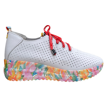 Artiker 58C0599 Sneaker weiß rot Damen Vollleder, ultraleichter Sneaker mit Keilabsatz und luftdurchlässigem Leder Artiker 58C0599 Sneaker weiß rot Damen Vollleder, ultraleichter Sneaker mit Keilabsatz und luftdurchlässigem Leder