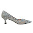 Laura Vita Mima 01 Damen Pumps in Silber mit Glitzer, eleganter Hochzeitsschuh mit transparentem Obermaterial, Ledersohle innen, bequemer Absatz ca. 3 cm, festlicher Damenschuh für Abendkleid und besondere Anlässe