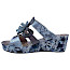 Laura Vita Sandalette gris grau Damen Keilsandale mit Blume Muster Leder elegant sommerlich Plateau