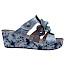 Laura Vita Sandalette gris grau Damen Keilsandale mit Blume Muster Leder elegant sommerlich Plateau