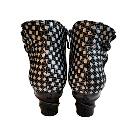 Simen 8327A Stiefelette schwarz weiß Damen Vollleder, elegante Leder Stiefelette mit kleinem Absatz und Reißverschluss Simen 8327A Stiefelette schwarz weiß Damen Vollleder, elegante Leder Stiefelette mit kleinem Absatz und Reißverschluss