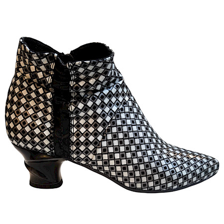 Simen 8327A Stiefelette schwarz weiß Damen Vollleder, elegante Leder Stiefelette mit kleinem Absatz und Reißverschluss Simen 8327A Stiefelette schwarz weiß Damen Vollleder, elegante Leder Stiefelette mit kleinem Absatz und Reißverschluss