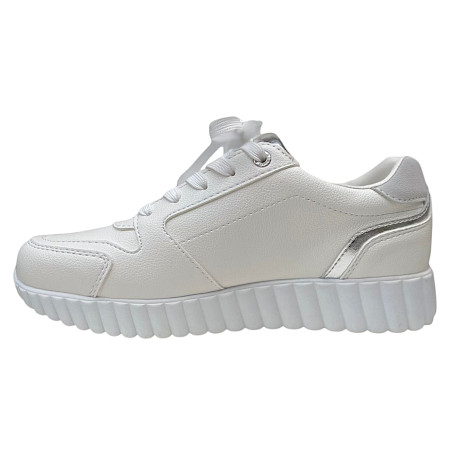 TT Bagatt AI6 Damen Sneaker white silver mit Reißverschluss, hochwertiges Imitatleder, austauschbare Innensohle, leichter weißer Freizeitschuh TT Bagatt AI6 Damen Sneaker white silver mit Reißverschluss, hochwertiges Imitatleder, austauschbare Innensohle, leichter weißer Freizeitschuh