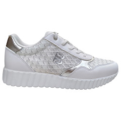 TT Bagatt Ai6 Sneaker white silver tex, luftdurchlässiges Lederimitat, Damen Sneaker mit austauschbarer Einlegesohle