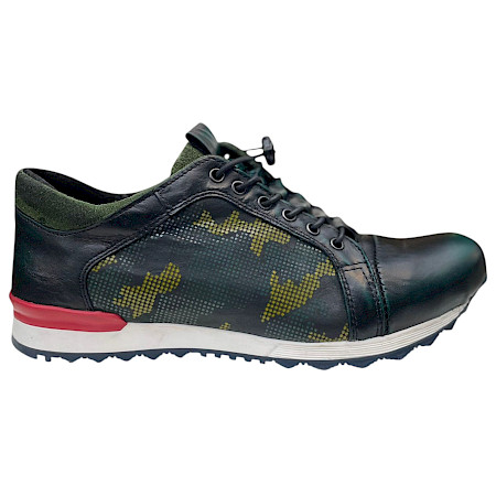 Kristofer 1414 Herren Slipper grün mit Muster, Vollleder Schuh mit Gummischnürung, bequemer flexibler Lederschuh mit starkem Halt Kristofer 1414 Herren Slipper grün mit Muster, Vollleder Schuh mit Gummischnürung, bequemer flexibler Lederschuh mit starkem Halt