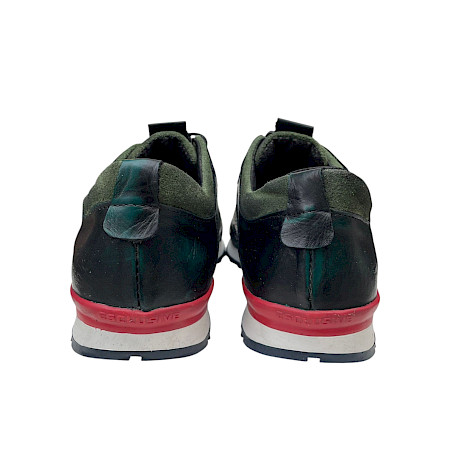 Kristofer 1414 Herren Slipper grün mit Muster, Vollleder Schuh mit Gummischnürung, bequemer flexibler Lederschuh mit starkem Halt Kristofer 1414 Herren Slipper grün mit Muster, Vollleder Schuh mit Gummischnürung, bequemer flexibler Lederschuh mit starkem Halt