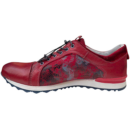 Kristofer 1414 Herren Slipper rot mit Muster, Vollleder Schuh mit Gummischnürung, bequemer flexibler Lederschuh mit starkem Halt Kristofer 1414 Herren Slipper rot mit Muster, Vollleder Schuh mit Gummischnürung, bequemer flexibler Lederschuh mit starkem Halt