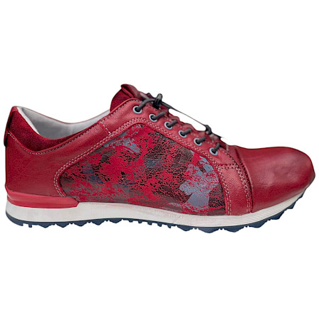 Kristofer 1414 Herren Slipper rot mit Muster, Vollleder Schuh mit Gummischnürung, bequemer flexibler Lederschuh mit starkem Halt Kristofer 1414 Herren Slipper rot mit Muster, Vollleder Schuh mit Gummischnürung, bequemer flexibler Lederschuh mit starkem Halt