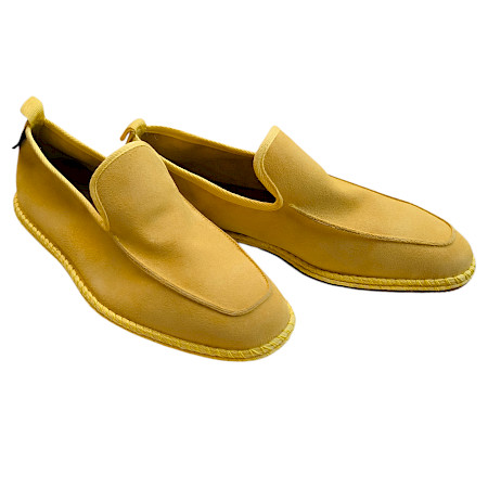 Gelber Shirakawa 16130-1 Espadrilles Slipper aus Vollleder mit minimalistischer Form und geflochtenem Sohlenrand – ein leichter, komfortabler Sommerschuh für Damen und Herren im Espadrilles-Stil.... Gelber Shirakawa 16130-1 Espadrilles Slipper aus Vollleder mit minimalistischer Form und geflochtenem Sohlenrand – ein leichter, komfortabler Sommerschuh für Damen und Herren im Espadrilles-Stil....