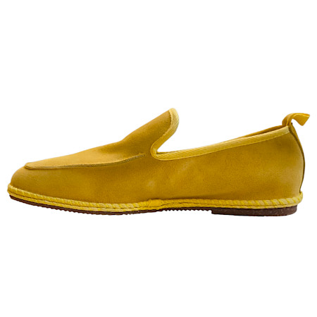 Gelber Shirakawa 16130-1 Espadrilles Slipper aus Vollleder mit minimalistischer Form und geflochtenem Sohlenrand – ein leichter, komfortabler Sommerschuh für Damen und Herren im Espadrilles-Stil.... Gelber Shirakawa 16130-1 Espadrilles Slipper aus Vollleder mit minimalistischer Form und geflochtenem Sohlenrand – ein leichter, komfortabler Sommerschuh für Damen und Herren im Espadrilles-Stil....