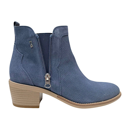 Blaue Leder-Stiefelette von Nero Giardini mit Reißverschluss, elastischem Einsatz und 3,5 cm Absatz – elegant, atmungsaktiv und bequem ?? Blaue Leder-Stiefelette von Nero Giardini mit Reißverschluss, elastischem Einsatz und 3,5 cm Absatz – elegant, atmungsaktiv und bequem ??