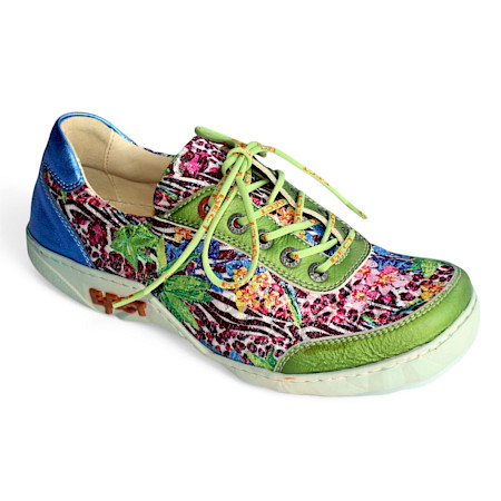 Bunter floraler Schnürschuh in blau und grün mit austauschbarer Einlegesohle – bequemer Damen-Sneaker bei kassedy.de ??✨ Bunter floraler Schnürschuh in blau und grün mit austauschbarer Einlegesohle – bequemer Damen-Sneaker bei kassedy.de ??✨