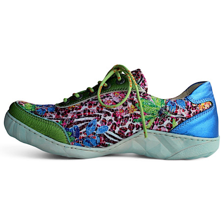 Bunter floraler Schnürschuh in blau und grün mit austauschbarer Einlegesohle – bequemer Damen-Sneaker bei kassedy.de ??✨ Bunter floraler Schnürschuh in blau und grün mit austauschbarer Einlegesohle – bequemer Damen-Sneaker bei kassedy.de ??✨
