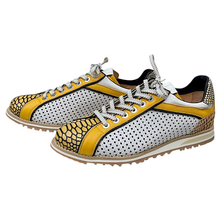 Lorenzi Gelber Sneaker in Reptiloptik aus Kalbsleder, Made in Italien, mit Schnürung – hochwertiger Damen-Sneaker bei kassedy.de ??✨ Lorenzi Gelber Sneaker in Reptiloptik aus Kalbsleder, Made in Italien, mit Schnürung – hochwertiger Damen-Sneaker bei kassedy.de ??✨